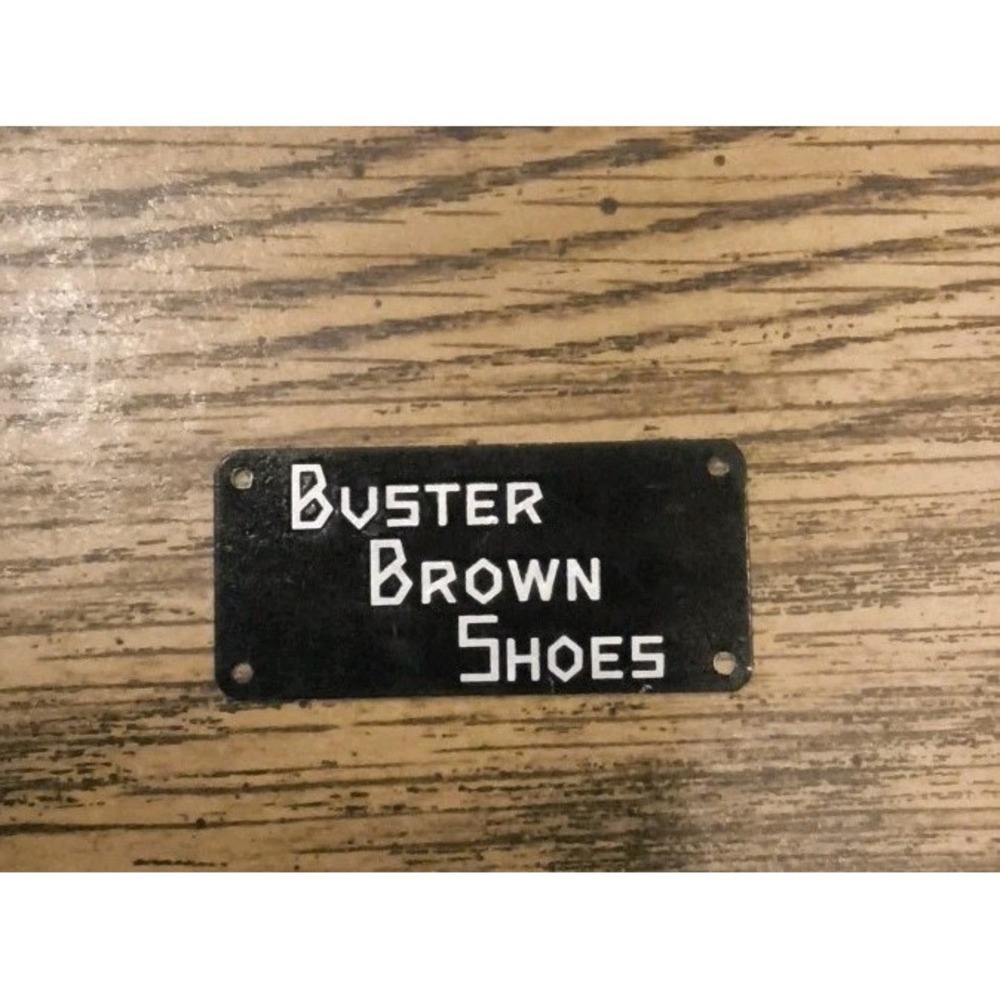 Vintage Original Buster Brown Boots‎ Shoes Metal Advertising Tag